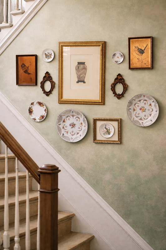 Vintage Cottagecore Wall Gallery Set – Ornate Frames & Floral Plate Collection