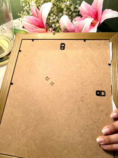 Vintage Framed Floral Cross-Stitch Bouquet Gold-Tone Frame 33cm
