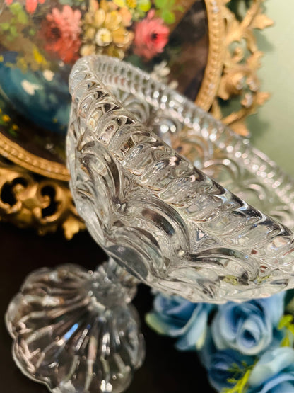 Vintage Crystal Glass Pedestal Bowl