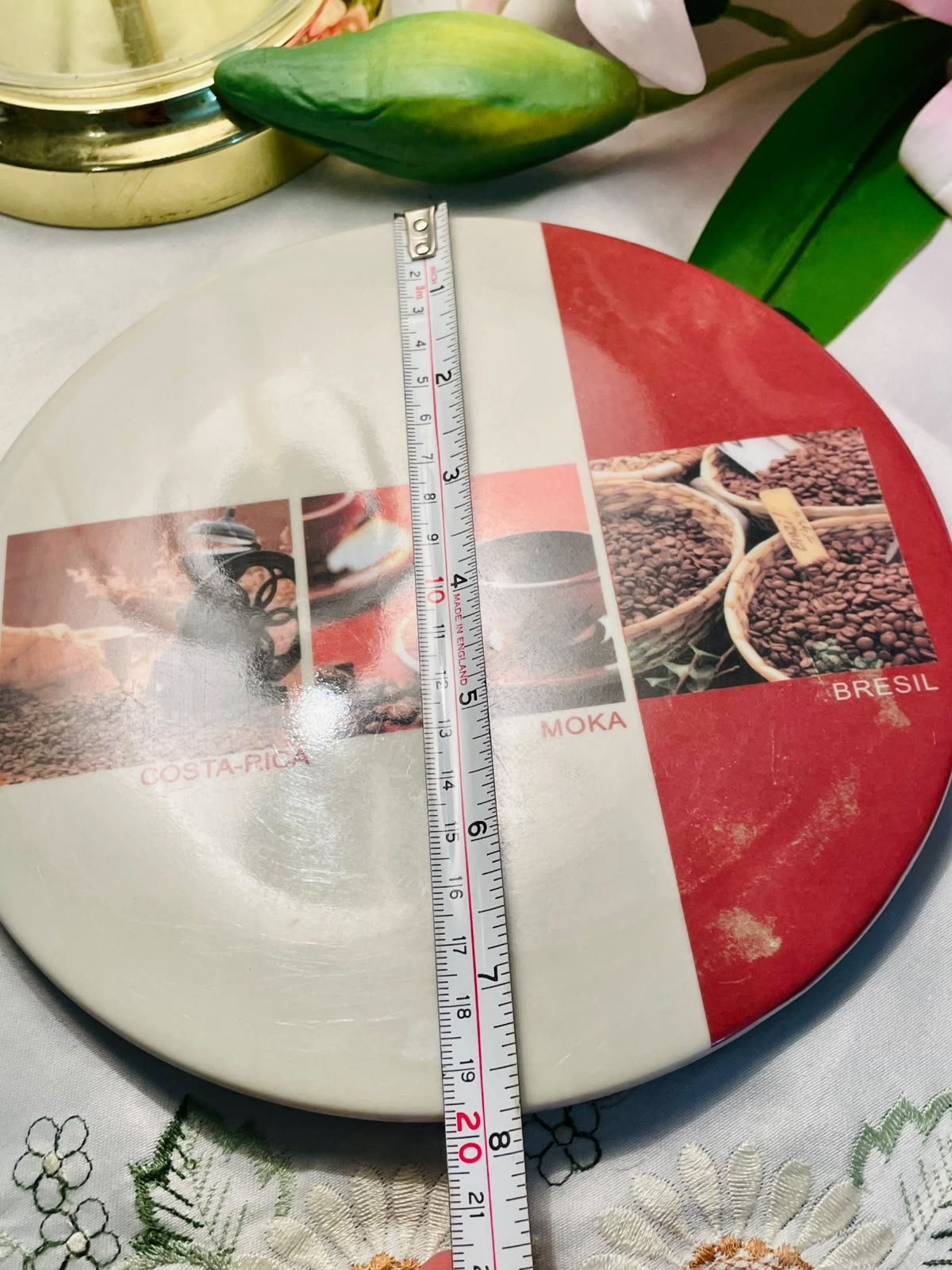 Vintage Coffee-Themed Round Cutting Board Approx. 20 cm