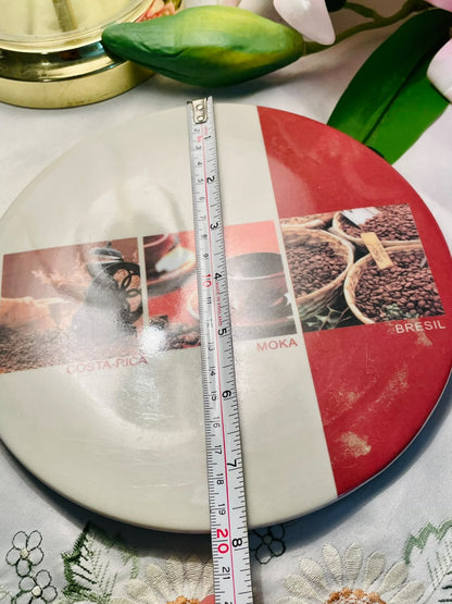 Vintage Coffee-Themed Round Cutting Board Approx. 20 cm