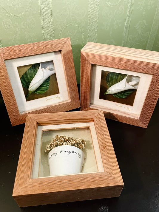 Vintage Floral Shadow Box Wall Frames Set of 3