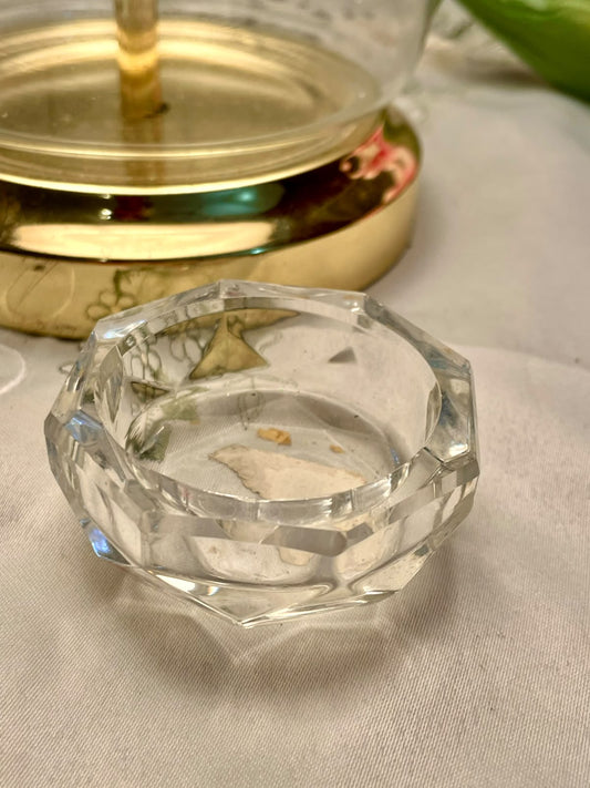 Vintage Clear Crystal Faceted Trinket Dish 6 cm