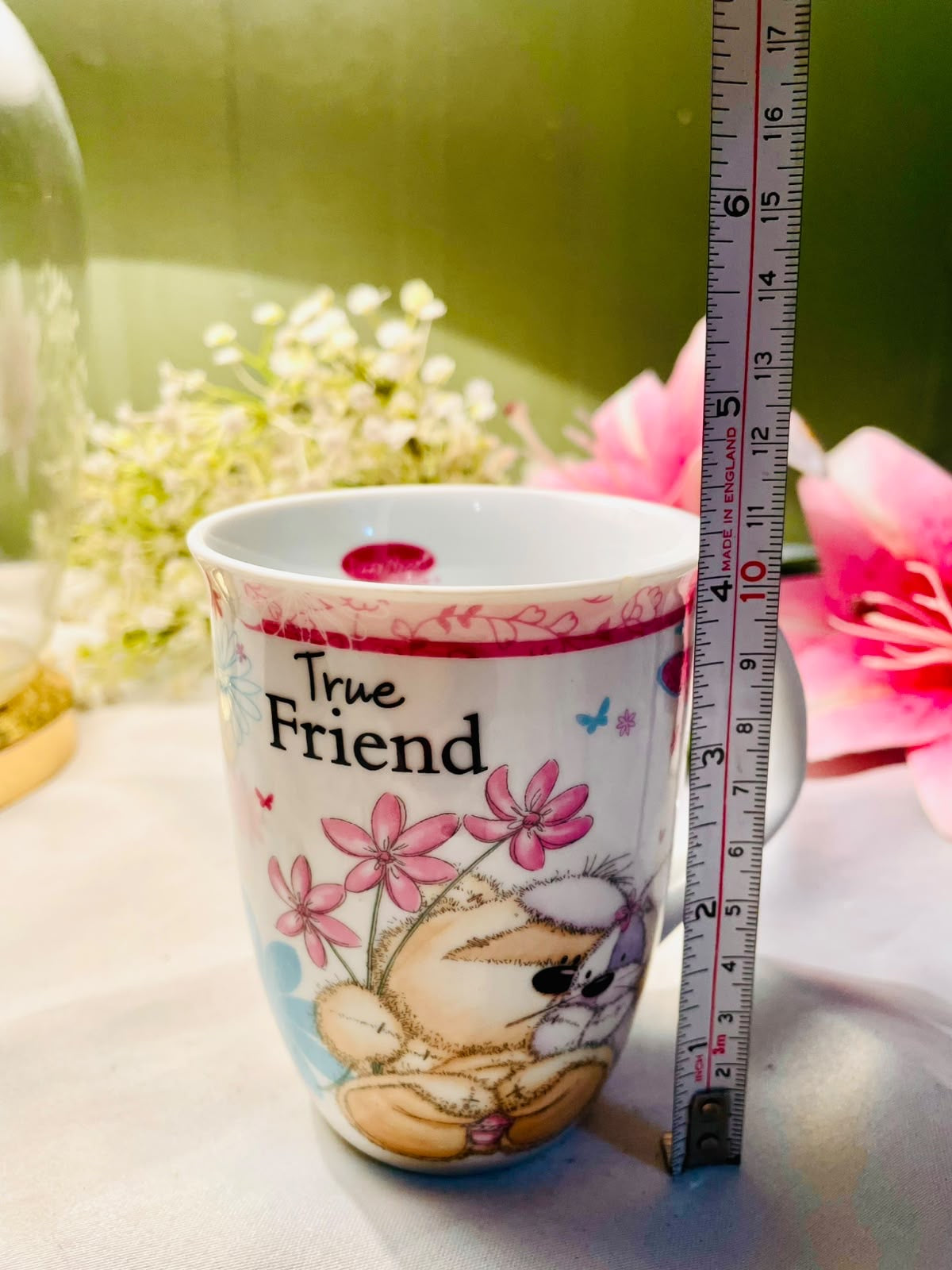 Paper Island True Friend Floral Bunny Fine Porcelain Mug – 4 Inch