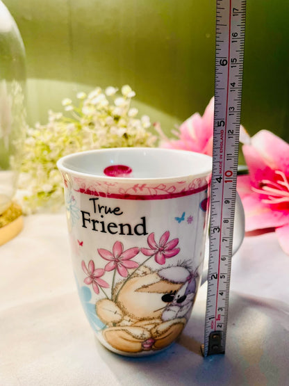 Paper Island True Friend Floral Bunny Fine Porcelain Mug – 4 Inch