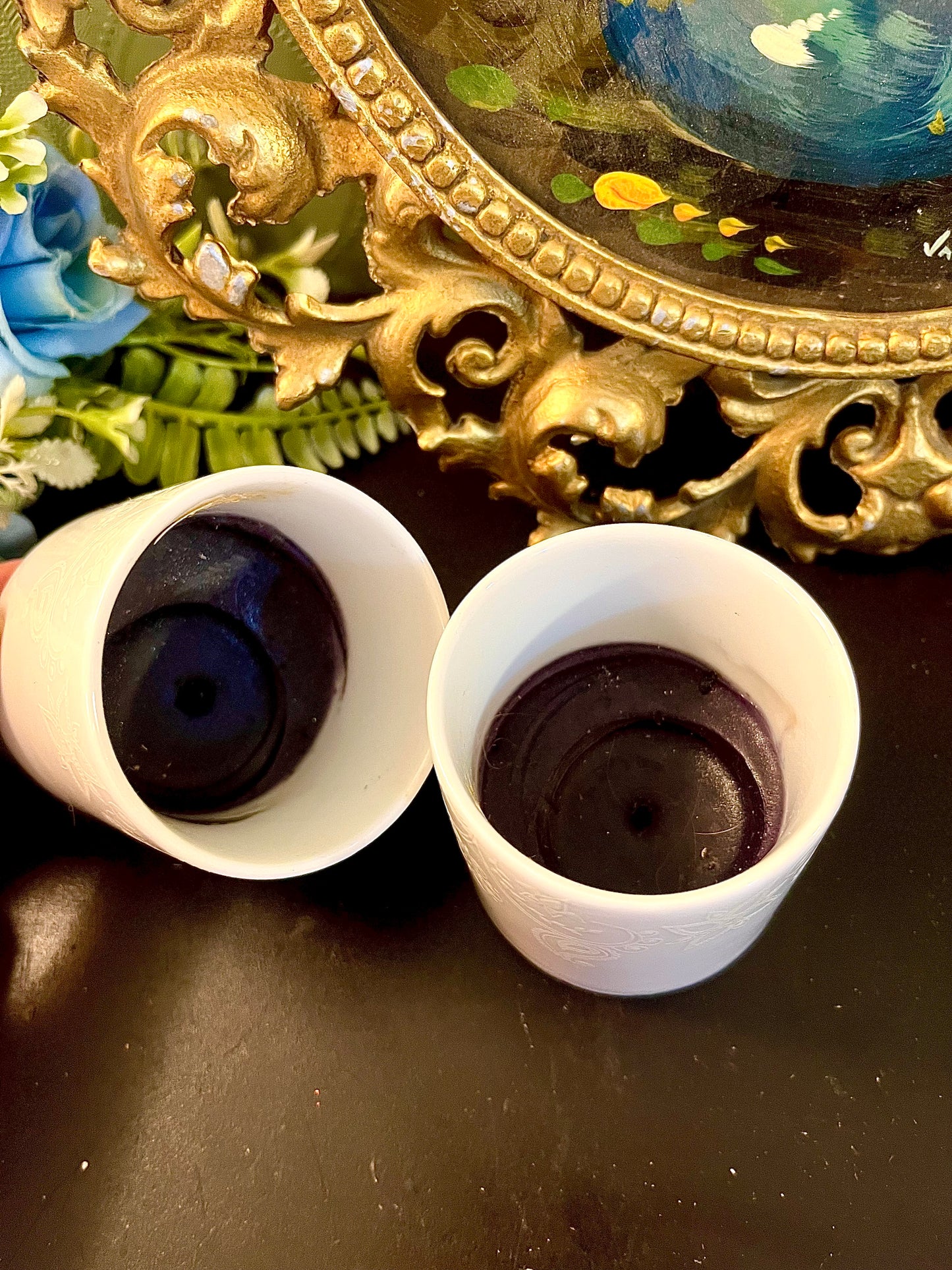 Pair of White Floral Ceramic Tealight Candle Holders