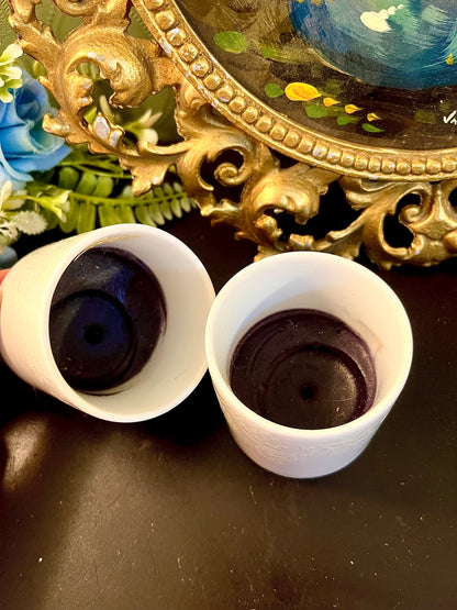 Pair of White Floral Ceramic Tealight Candle Holders