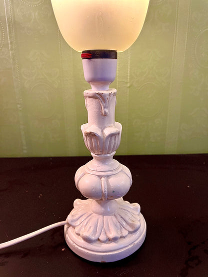 Vintage White Tulip Shade Table Lamp 14 Inch