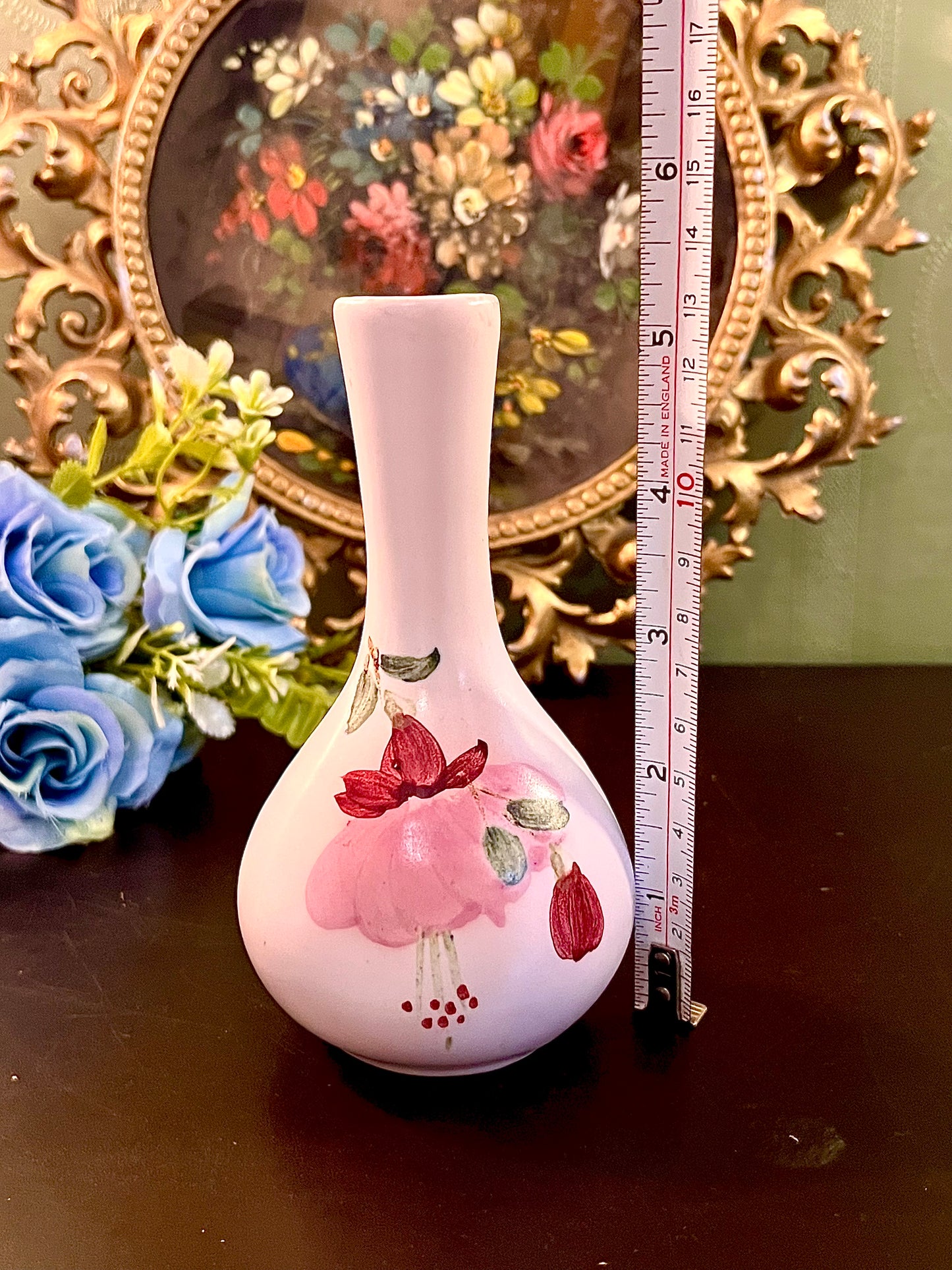 Brighton Pottery Pink Floral Ceramic Bud Vase 6 Inch