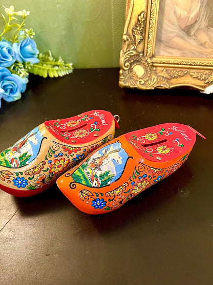 Holland Wooden Clog Money Boxes 4 Inch Dutch Decor