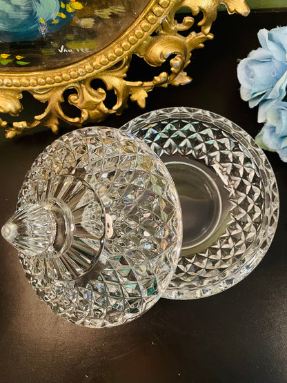 Vintage Crystal Glass Lidded Candy Dish