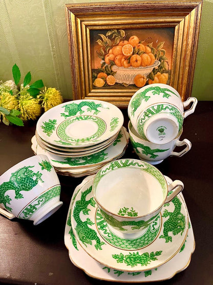 Vintage Green Dragon Fine Bone China Tea Set – 12 Piece England