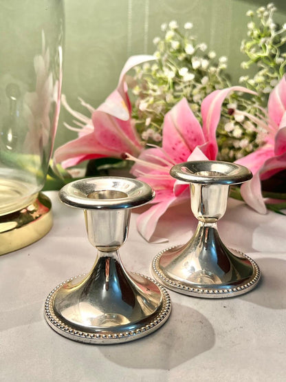 Queen Anne Silver Candlestick Holders 2-Piece Set 9 cm