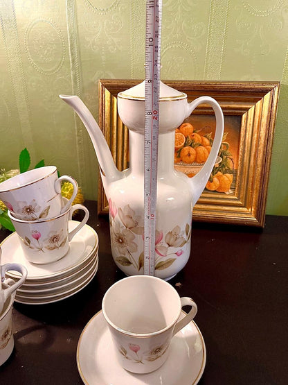 Vintage Floral Coffee Set with Coffee Pot – 11 Piece