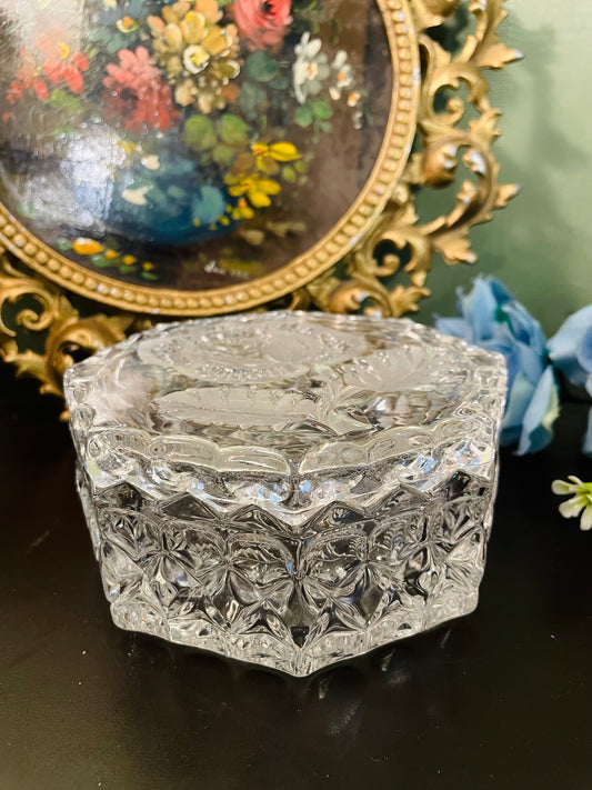 Vintage Crystal Glass Trinket Box
