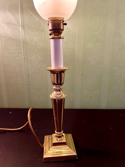 Vintage Brass Tulip Shade Table Lamp 16 Inch