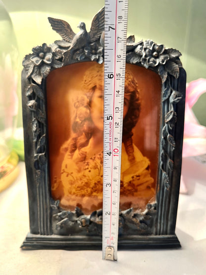 Vintage Sepia Portrait Framed Picture Ornate Bird Frame 18cm