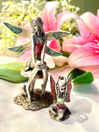 Vintage 2-Piece Silver Fairy Figurine Set 12 cm & 5 cm