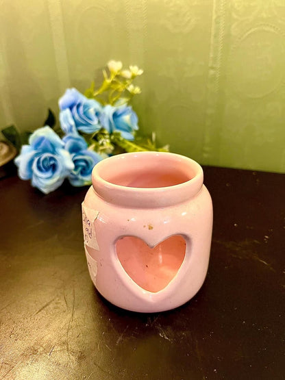 Pink Ceramic Heart Cut-Out Wax/Oil Burner