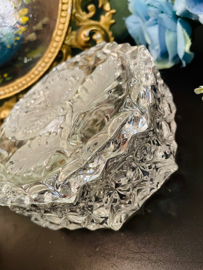 Vintage Crystal Glass Trinket Box