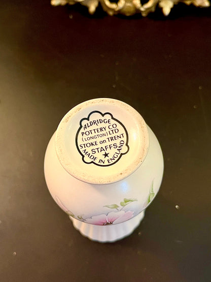 Vintage Aldridge Pottery Stoke-on-Trent Floral Ceramic Vase Made in England 6 Inch