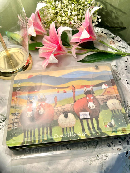 Vintage Ewe Silly Ass Sheep Placemats Set of 6 Approx. 29 cm