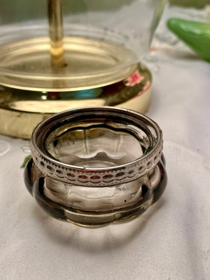 Vintage Silver-Tone Crystal Tealight Holder 6 cm