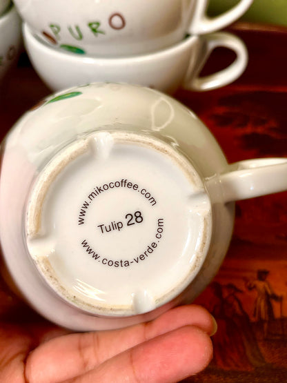 Set of 8 Puro Miko Coffee Tulip 28 White Ceramic Cappuccino Cups – Costa Verde