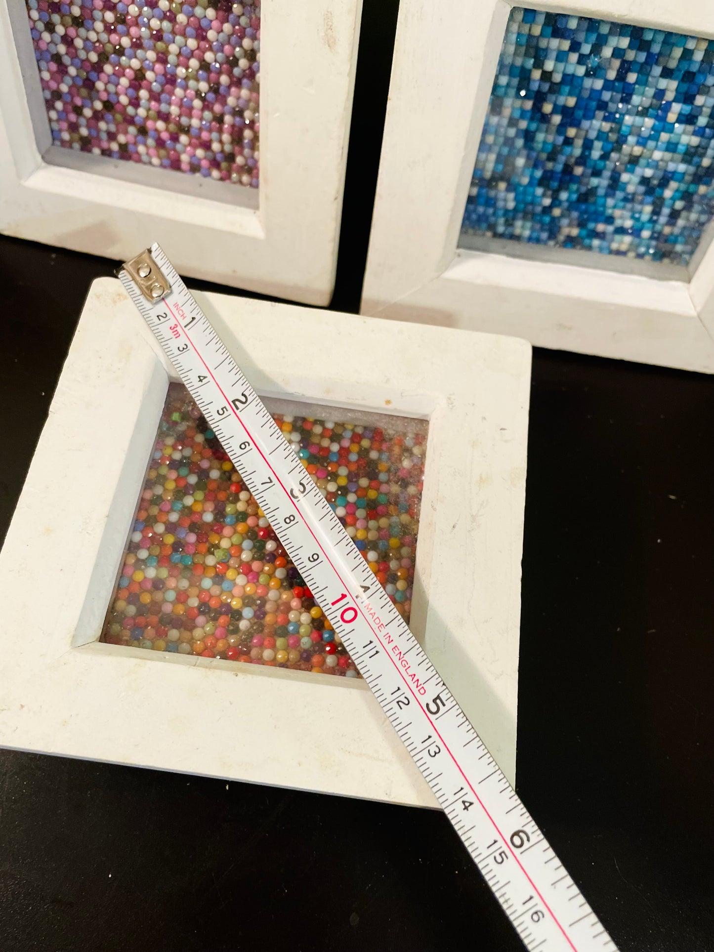 Mini Mosaic Shadow Box Frames Set of 3 White