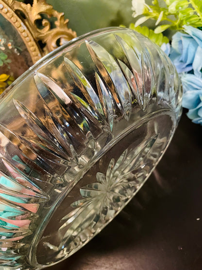 Vintage Crystal Glass Oval Serving Dish 9 Inch