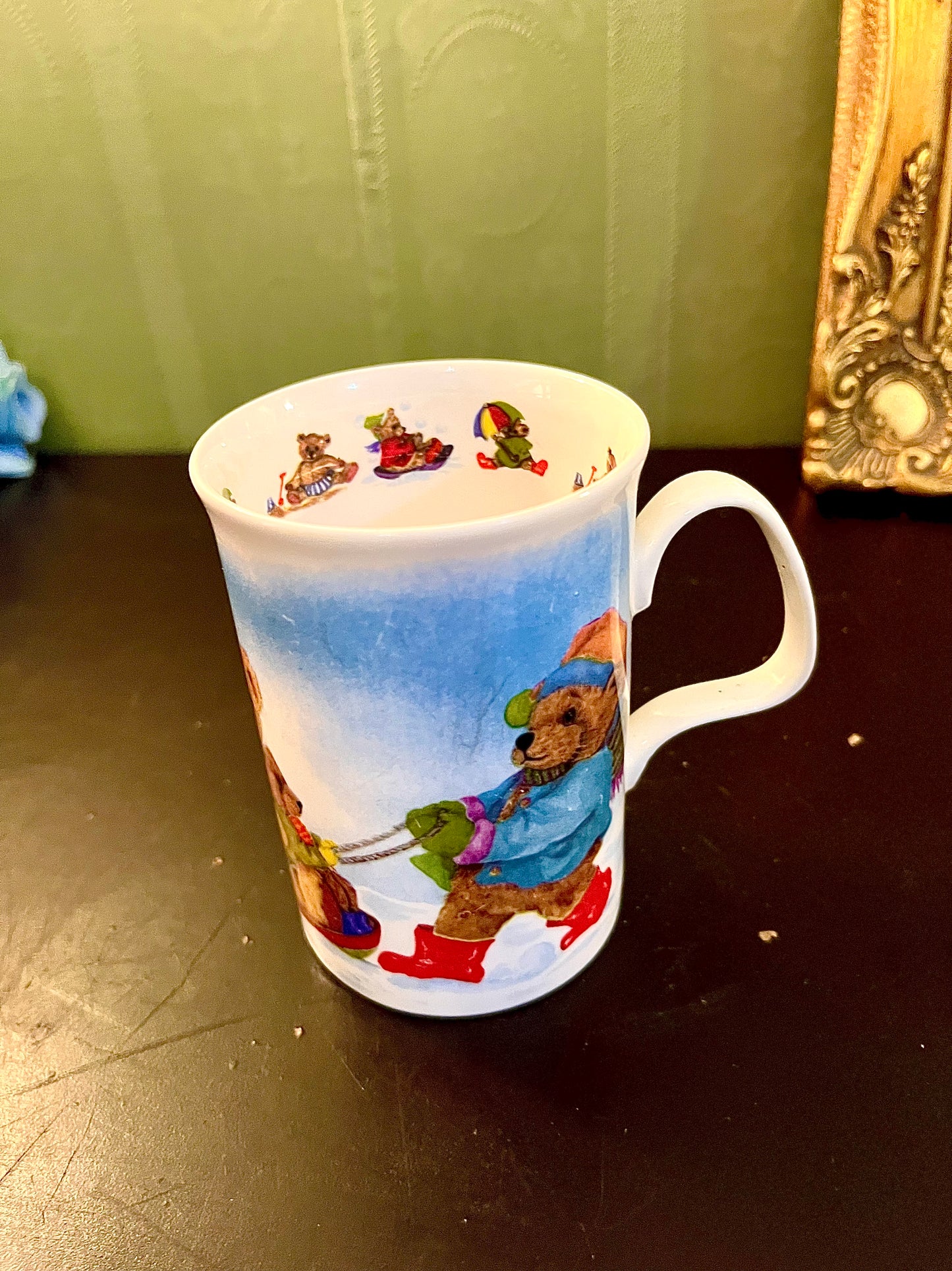 Teddy Bear Ice Skating Ceramic Mug 4 Inch