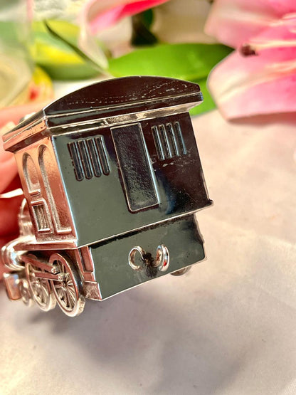Vintage Silver-Tone Train Coin Bank Miniature Approx. 8cm
