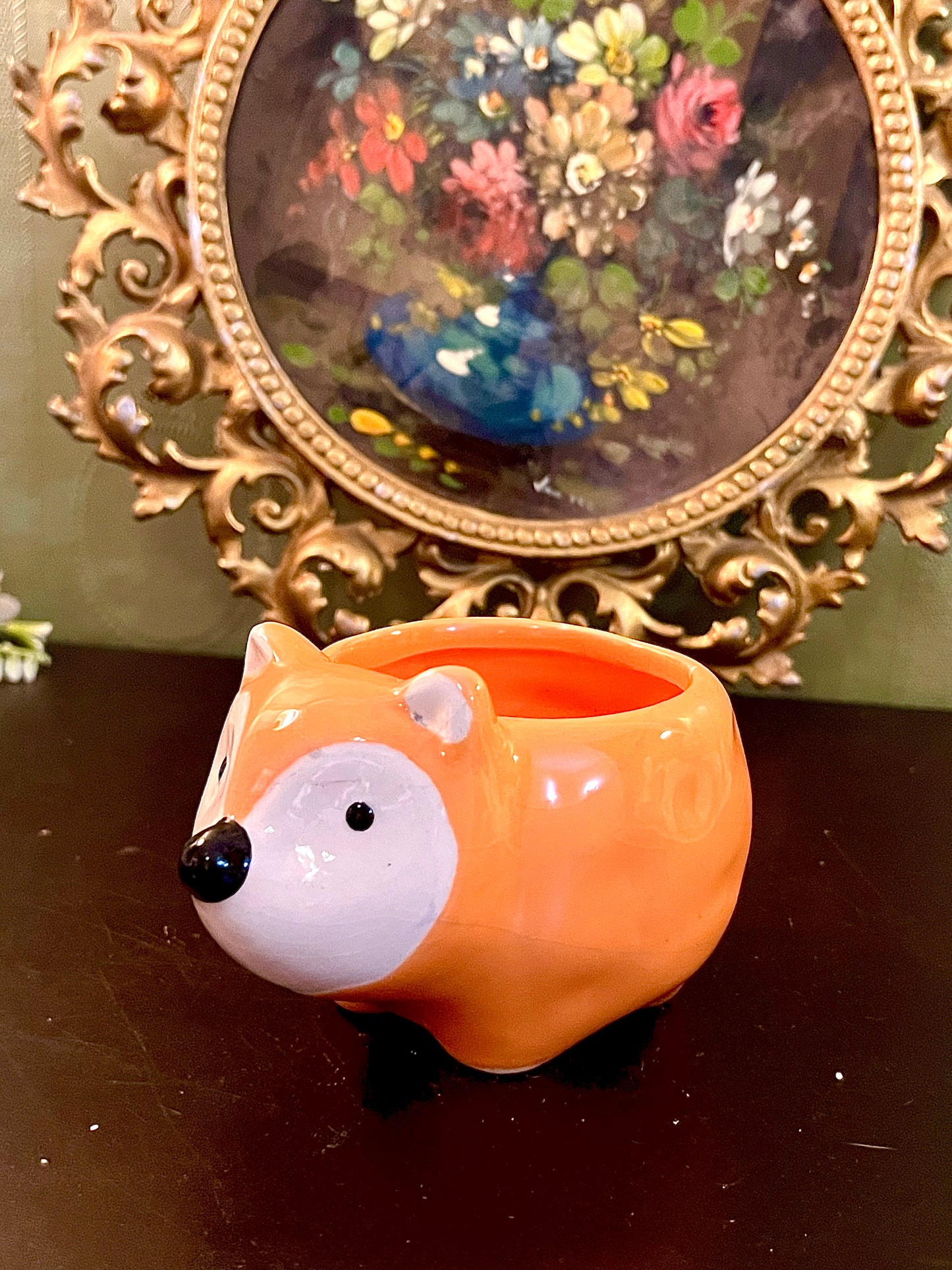 Cute Orange Fox Shaped Ceramic Planter | Animal Succulent Pot