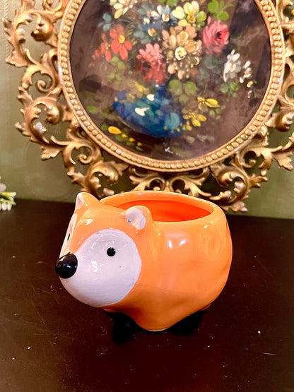 Cute Orange Fox Shaped Ceramic Planter | Animal Succulent Pot
