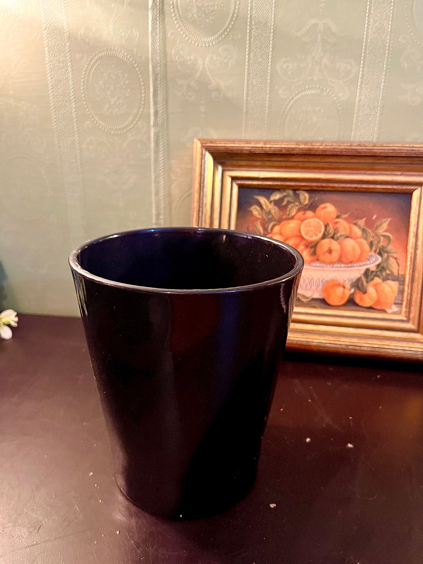 Tall Glossy Black Ceramic Vase – Modern Tapered Planter
