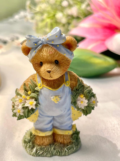 Cherished Teddies Mikayla Figurine Blue Overalls 9 cm