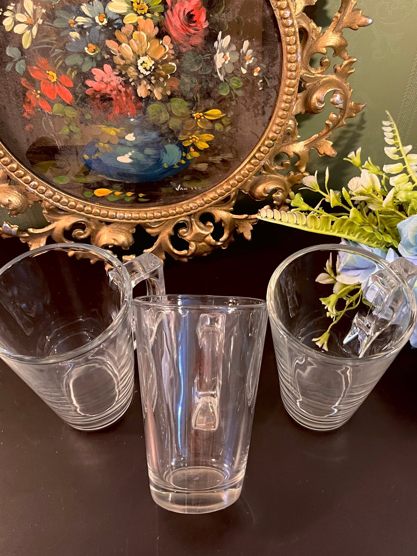 Vintage Clear Glass Tea Mugs – Set of 3
