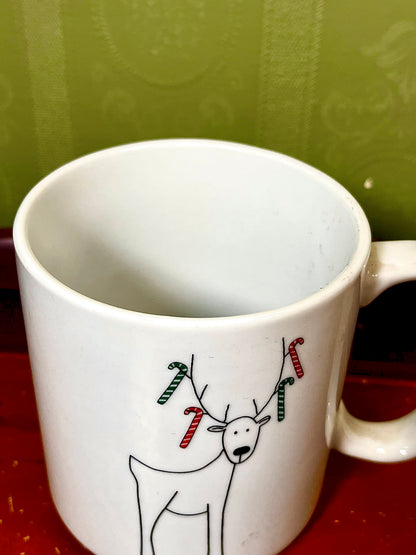 BIA International Christmas Reindeer Candy Cane Ceramic Mug