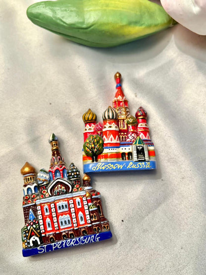 Russia Moscow & St. Petersburg Cathedral Magnet Souvenir Set – 2 Pcs