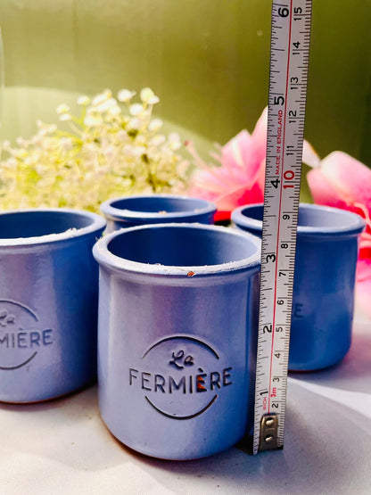 La Fermière Blue Ceramic Dessert Pots – Set of 4, 3 Inch