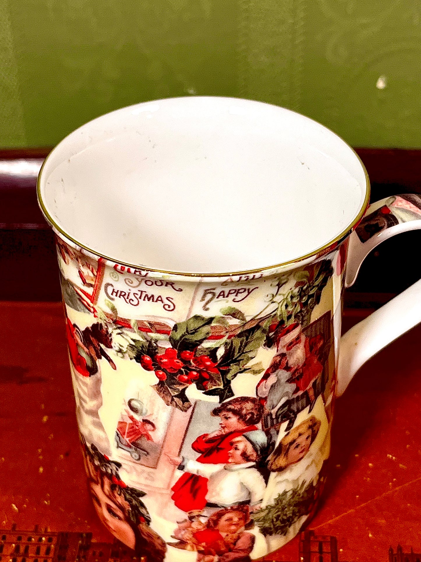 Royal Ashmore Christmas Fayre Bone China Mug Vintage Christmas Design