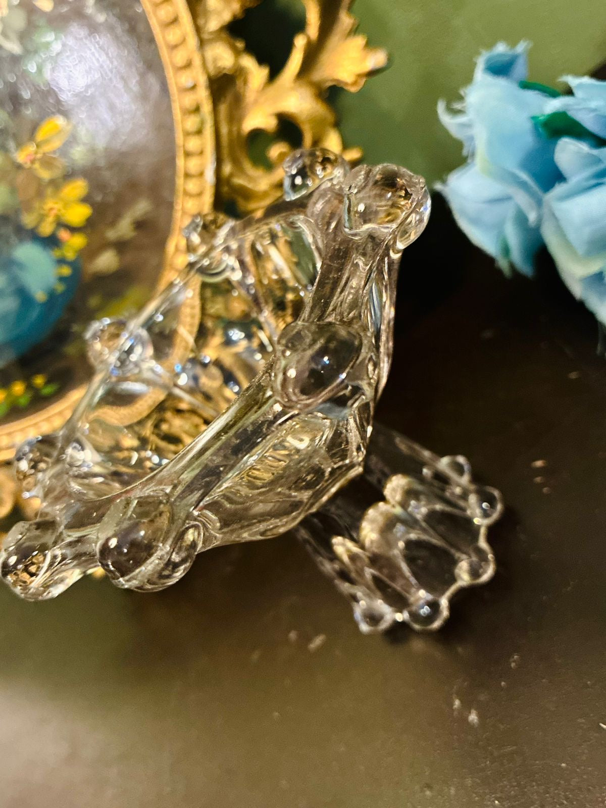 Vintage Clear Pressed Glass Footed Bonbon Dish