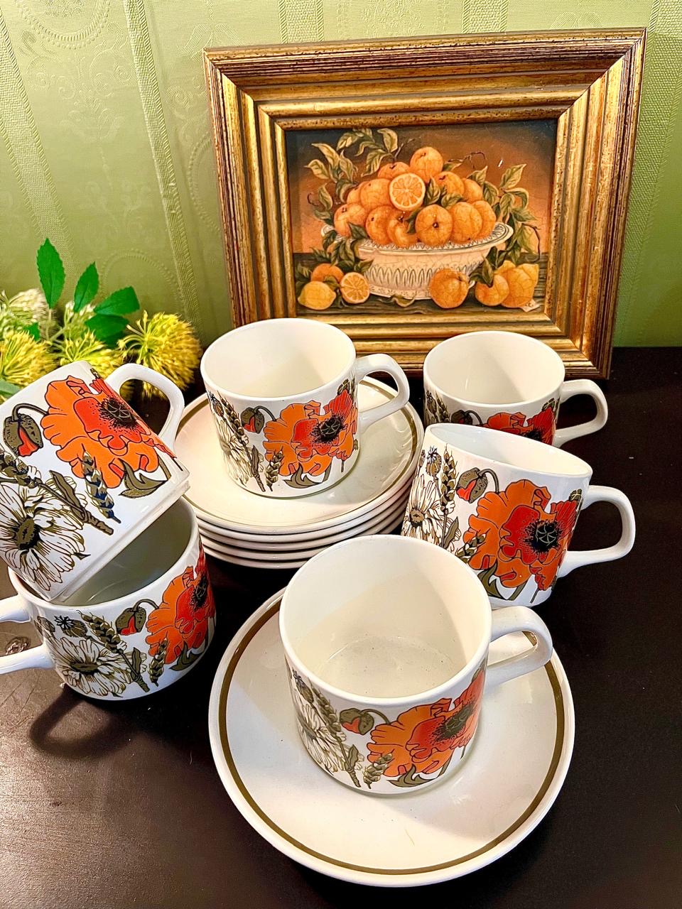 J&G Meakin Poppy Tea Set England – Vintage 12 Piece