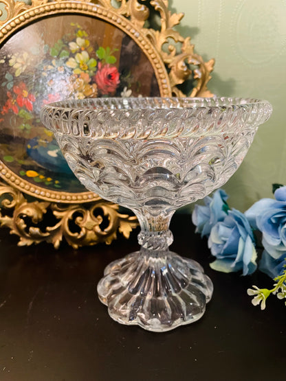 Vintage Crystal Glass Pedestal Bowl
