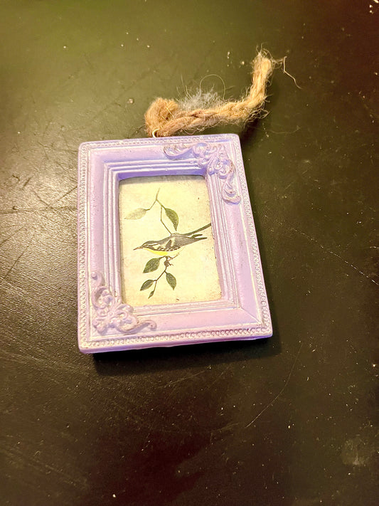 Mini Purple Bird Picture Frame – Hanging Decorative Ornament