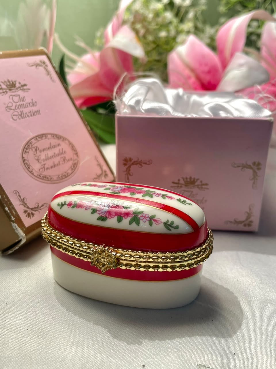 Leonardo Collection Porcelain Floral Trinket Box Approx. 7 cm