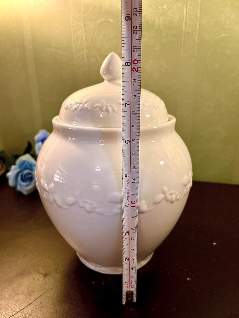 White Floral Ceramic Lidded Jar