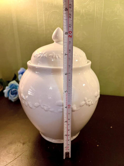 White Floral Ceramic Lidded Jar