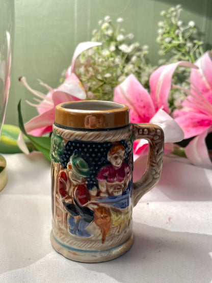 Vintage Multicolour Relief Tankard Mug Approx. 9 cm
