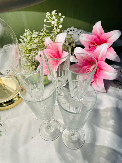 Set of 6 Clear Crystal Fluted Champagne Glasses, 18cm